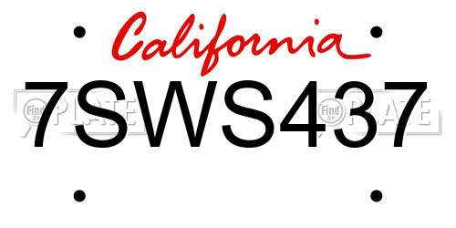 7SWS437 California License Plate