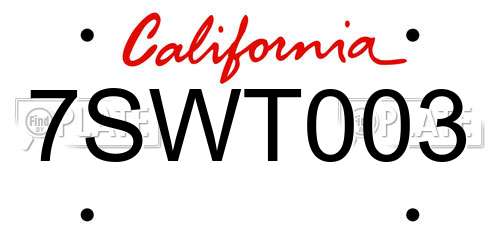 7SWT003 California License Plate