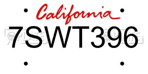 7SWT396 California License Plate