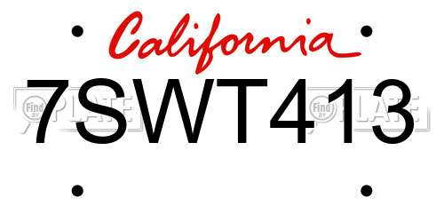 7SWT413 California License Plate
