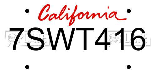 7SWT416 California License Plate