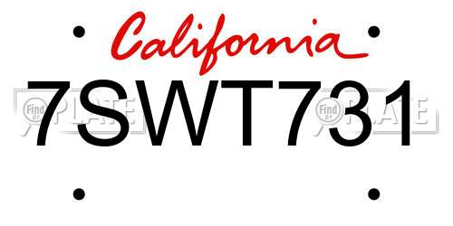7SWT731 California License Plate