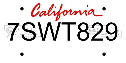 7SWT829 California License Plate