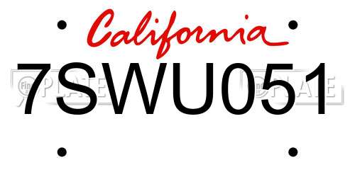 7SWU051 California License Plate