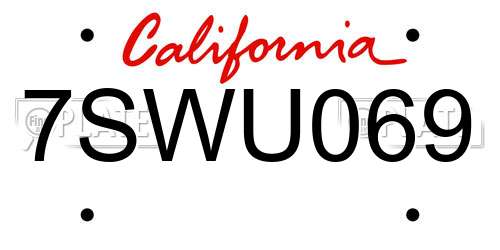 7SWU069 California License Plate