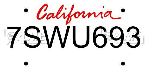 7SWU693 California License Plate