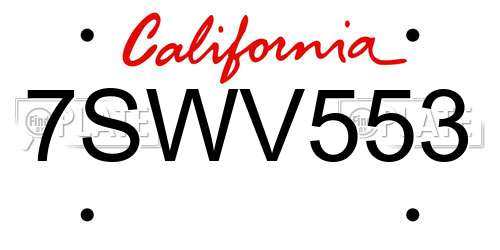 7SWV553 California License Plate