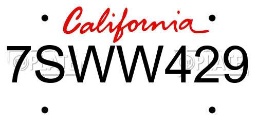 7SWW429 California License Plate