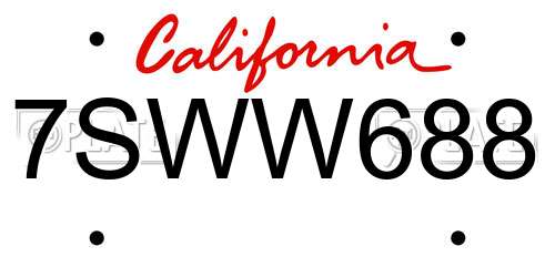 7SWW688 California License Plate