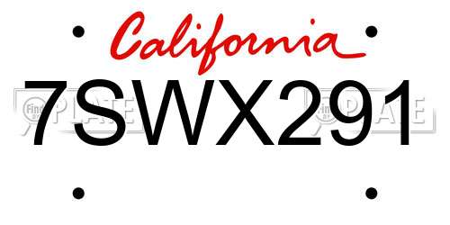7SWX291 California License Plate