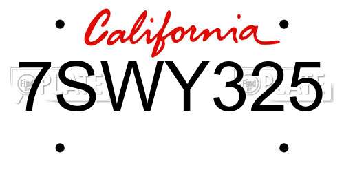 7SWY325 California License Plate