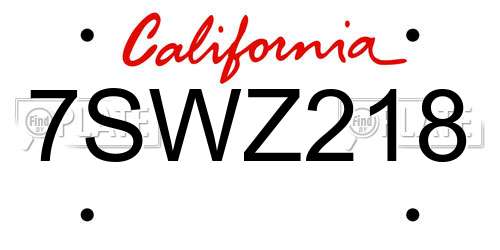 7SWZ218 California License Plate