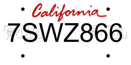 7SWZ866 California License Plate