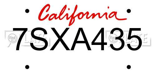 7SXA435 California License Plate