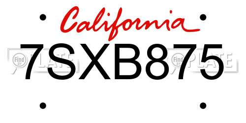 7SXB875 California License Plate