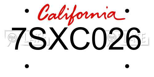 7SXC026 California License Plate