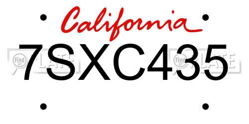 7SXC435 California License Plate