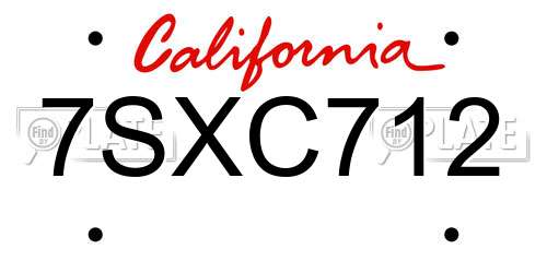 7SXC712 California License Plate