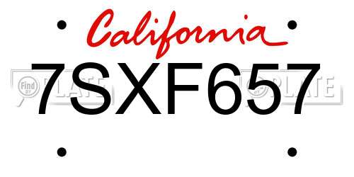 7SXF657 California License Plate