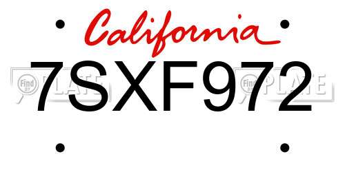 7SXF972 California License Plate