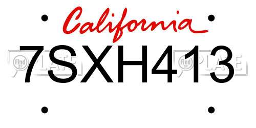7SXH413 California License Plate