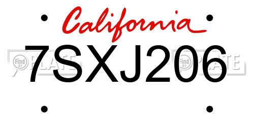 7SXJ206 California License Plate