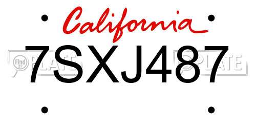 7SXJ487 California License Plate