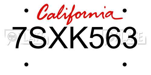 7SXK563 California License Plate