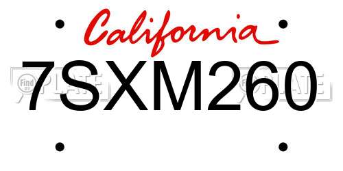 7SXM260 California License Plate