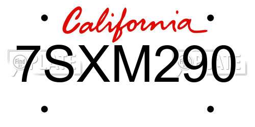 7SXM290 California License Plate