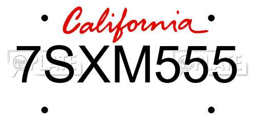 7SXM555 California License Plate