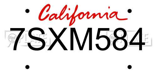 7SXM584 California License Plate