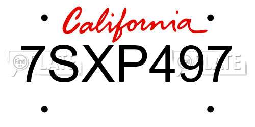 7SXP497 California License Plate