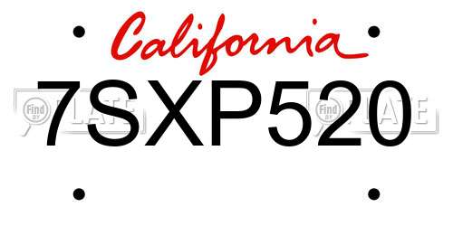7SXP520 California License Plate
