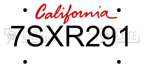 7SXR291 California License Plate