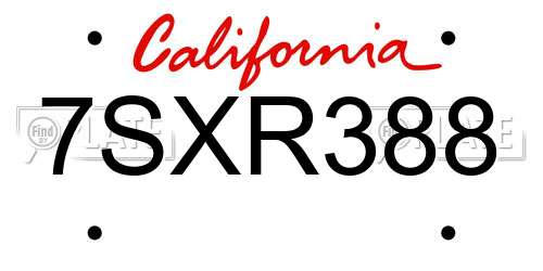 7SXR388 California License Plate