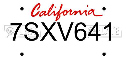 7SXV641 California License Plate