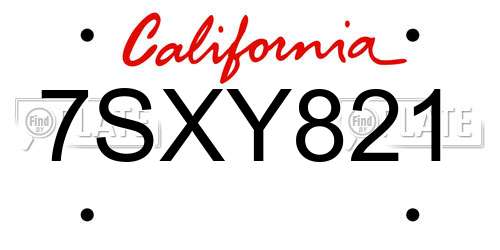 7SXY821 California License Plate