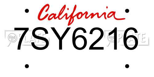 7SY6216 California License Plate
