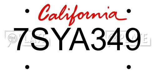 7SYA349 California License Plate