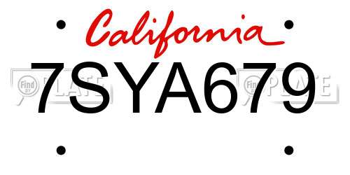 7SYA679 California License Plate