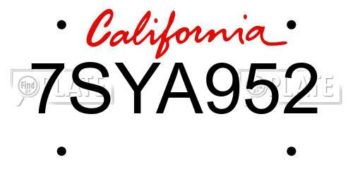 7SYA952 California License Plate