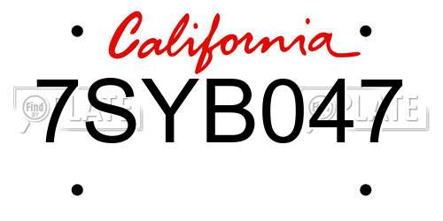 7SYB047 California License Plate