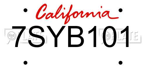 7SYB101 California License Plate