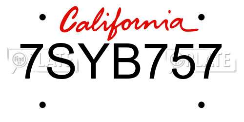 7SYB757 California License Plate