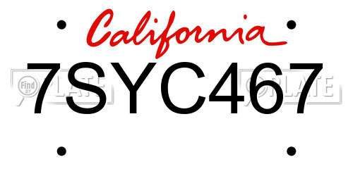 7SYC467 California License Plate