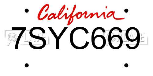7SYC669 California License Plate