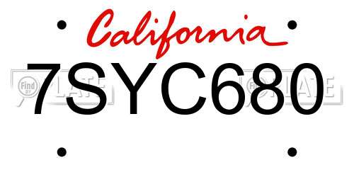 7SYC680 California License Plate