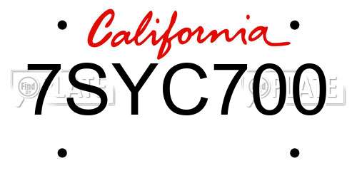 7SYC700 California License Plate