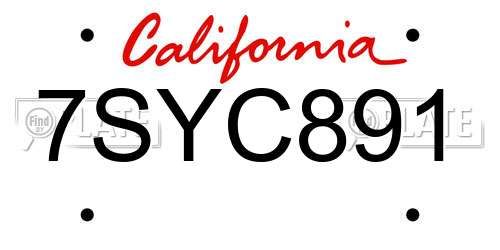 7SYC891 California License Plate